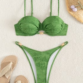 Resim 2025 Yeni Jakarlı Çelik Destekli Kadınlar İçin Bölünmüş Bikini Takımı 