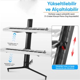 Resim Larkin KS500 Profesyonel Çift Katlı Ultimate Org Standı Sehpası (Gri) 