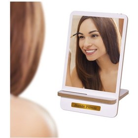 Resim Ahşap Makyaj Masa Aynası Beyaz 