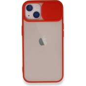 Resim Caseart Apple iPhone 13 Kapak Lensi Açılır Kapanır Kamera Korumalı Kılıf - Kırmızı 