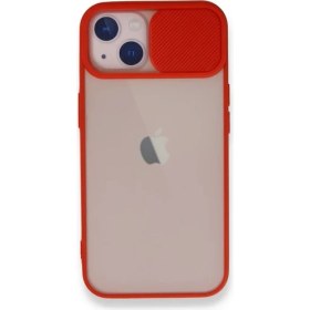 Resim Caseart Apple iPhone 13 Kapak Lensi Açılır Kapanır Kamera Korumalı Kılıf - Kırmızı 