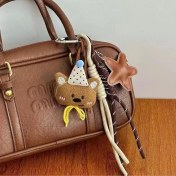 Resim Silver1 Zarif Anti-Kayıp Araba Anahtarlık Okul Çantası Çekicilik Bebek Yaratıcı Erkek ve Kadın Çift Yıldız Ayı Anahtarlık (Yurt Dışından) 