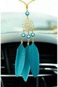 Resim biuti Metal Örümcek Ağı Dikiz Ayna Süsü, Turkuaz Nazar Boncuklu Kuş Tüylü Otantik Araba Hediyesi 