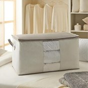 Resim Mega Boy Pvc Pencereli Gri Çizgili Stuff & Things Hurç 75 X 40 X 40 Cm Ocean Home Textile