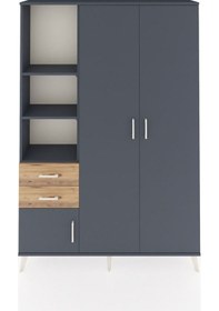 Resim Arges Dolap 5 Raflı 2 Çekmeceli Tek Askılı 132x30x195 Antrasit-antrasit/çam Antrasıt/atlas Çam 