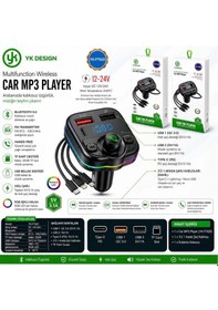 Resim Yk Design Ft-620 Araç Fm Transmitter Bluetooth Usb Mp3 Sd Kart Pd Typec Şarj 