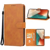 Resim Xiaomi Redmi Note 13 4g İçin Deri Telefon Kılıfı Kahverengi 