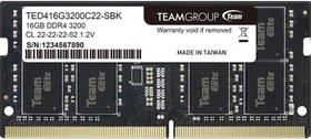 Resim Team Elite 16GB (1x16GB) 3200MHz CL22 DDR4 Notebook SODIMM Ram (TED416G3200C22-S01) 