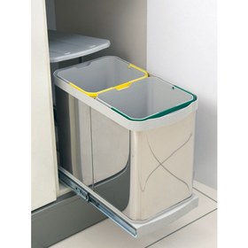 Resim Starax 2396-12+12 Lt Tls. Raylı Paslanmaz Gövde Çöp Kovası 
