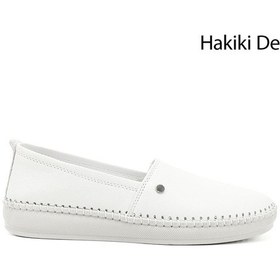 Resim Gönderi(R) Gönderi R Beyaz Dolgu Taban Hakiki Deri Comfort Ayakkabı Beyaz 