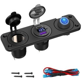 Resim Synodicmonth Pd3.0 Ve Qc3.0 Usb Araç Şarj Cihazı/çakmak Paneli 12v/24v 200w Anahtarlı Çakmak Soketi Araba, Tekne, Karavan, Kamyon İçin 