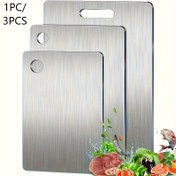 Resim 1 adet / 3 adet Paslanmaz Çelik Kesme Tahtası Tek/Takım, meyve, sebze, et ve ekmek dilimlemek için uygun, kolay temizlenebilir dayanıklı mutfak aracı, açık hava kampı ve yürüyüş için çok uygun, Anneler Günü, Babalar Günü için ideal hediye 4 boyut mevcuttur 