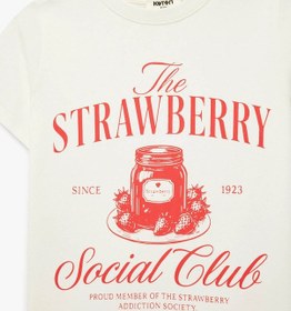 Resim Koton Bisiklet Yaka Baskılı Ekru Kız Çocuk T-shirt 6skg10291ak Ekru 