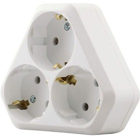 Resim Golyat Üçgen Tip 3'lü Topraklı Priz, Beyaz 