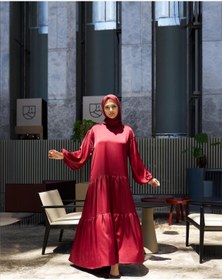 Resim Azeem Rima Saten Tesettür Abiye, Saten Elbise, Özel Gün Elbisesi, Mezuniyet Elbisesi, Söz 