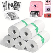 Resim Mini Yazıcı Etiket Kağıdı, Mini Yazıcı Etiket Yapıcı için Termal Kendinden Yapışkanlı Etiket Ruloları, 57 X 25Mm, Çoğu Mini Alım Fatura Yazıcılarıyla Uyumlu 