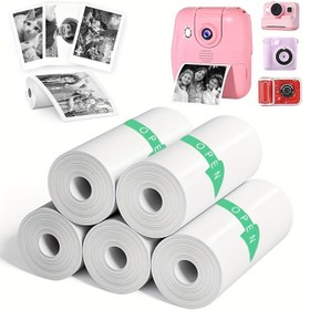 Resim Mini Yazıcı Etiket Kağıdı, Mini Yazıcı Etiket Yapıcı için Termal Kendinden Yapışkanlı Etiket Ruloları, 57 X 25Mm, Çoğu Mini Alım Fatura Yazıcılarıyla Uyumlu 