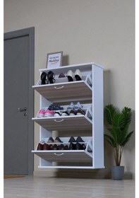 Resim Eliusta Farel 72 Cm Genişlik 3 Kapaklı Ayakkabılık 72x114x26 Cm Cordoba Renk Kapı Önü/antre Ayakkabılık Cordoba 