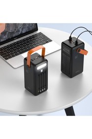 Resim ROBEVE 80000 Mah Powerbank Güneş Enerjili Solar Deprem Powerbank Fenerli Type C - Lightning - Micro USB - USB Kablolu Powerbank Taşınabilir Şarj Aleti Hızlı Şarj Aleti Powerbank PW53 