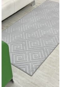 Resim Lüle Halı Delüx Kabartmalı Düz Renk Üstün Kalite De Kaymaz Tabanlı Yolluk Halı Gri 