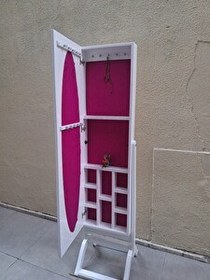 Resim Bengi Ticaret Ayna Boy 13677 Takı Dolap Ahşap Mdf Parlak Beyaz Lake Natüre Klasik El Yapım 