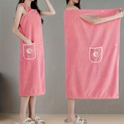 Resim 1 adet Kadın Hızlı Kuruyan Bornoz, Çiçekli Spa Sarma Havlu ile Kalın Askılar, Emici Banyo Eteği, Düşük Alerji Ev Banyo Aksesuarı 