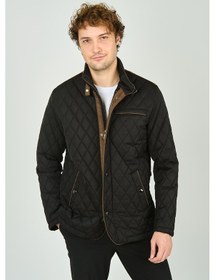 Resim Daynax Erkek Dik Yaka Fermuar Ve Çıtçıt Kapamalı Kapitone Kaban 1000 Siyah Siyah 