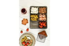 Resim Vienev Kapaklı ve Bölmeli Kahvaltılık Saklama Kabı Antrasit Plastik 7 Adet Çok Amaçlı Kullanım 