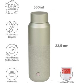 Resim Espressolab Yeşil Metal Paslanmaz Çelik Matara 550 ml Kapaklı No:96 