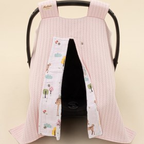 Resim Puset Örtüsü - Çift Taraflı - Şeker Pembe Örgü - Ceylan 