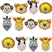 Resim 12/30 adet Jungle Safari Hayvan Başı Alüminyum Balon Seti - Kaplan, Aslan, Maymun, Zürafa, Zebra, İnek - PA Malzeme, Güç Gerekmez, Çeşitli Renklerde, Etkinlik Dekorasyonu ve Ev Arkaplan Malzemeleri için 