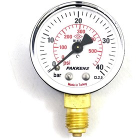 Resim Pakkens Çap 63 0/40 Bar Kuru Tip Basınç Ölçer, Manometre, Basınç Göstergesi 1/4 inch 