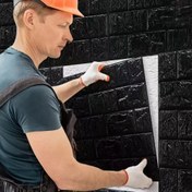 Resim 1 adet, 5 Metre Tamamen Siyah Sürekli Stil Duvar Stickerı, Su Geçirmez 3D Tuğla Duvar Kağıdı Çıkartmaları - Kendinden Yapışkanlı, Ev Dekorasyonu için Köpük Karolar, Temizlemesi ve Kesmesi Kolay, Yapıştır ve Çıkar Duvar Panelleri 