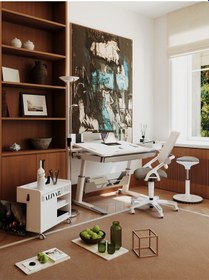 Resim Creo Mobili Yükseklik Ve Eğim Ayarlı Sirius Premium Plus Bilgisayar Ve Çalışma Masası Seti Beyaz/gri Gri 