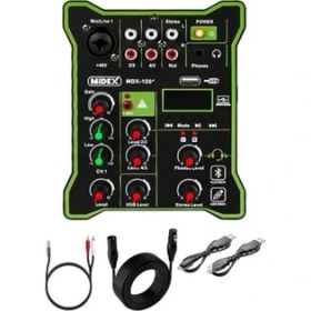 Resim Midex MDX-100 Stüdyo Kayıt Için Ses Kartlı Mixer +48V Phantom Power ile Stüdyo Mikser 