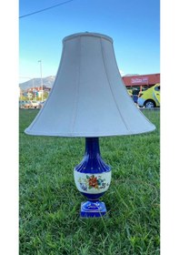 Resim Çiçek Motifli Porselen Abajur 57 CM 