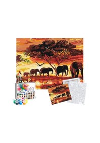 Resim Sayılarla Boyama Seti 40 x 50 CM Tuval Şasesine Gerili Filler 