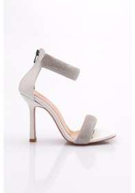 Resim Dgn 8044kadin Silver Taşli Bilekten Bağli Topuklu Sandalet 8044-2219-R0198 Beyaz 