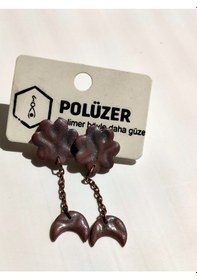 Resim Polüzer Bakır Görünümlü Polimer Küpe Çok Renkli 