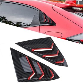 Resim Parallax Pencere Panjur Kapağı Üçgen Pencere Kaplaması Karbon Fiber Kırmızı (Yurt Dışından) 