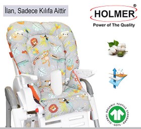 Resim Holmer Leke Tutmaz Organik Max-M Koyu Gri Mama Sandalyesi Minderi 