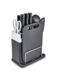 Resim Karaca Yame Kesme Tahtası ve Servis Setli 12 Parça Bıçak Seti Siyah 