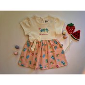 Resim Panda Boutique Kız Bebek Elbise, Karpuz Kollu, Fiyonklu 100%cotton Çıtçıtlı, Oeko-tex Class 1sertifikalı 