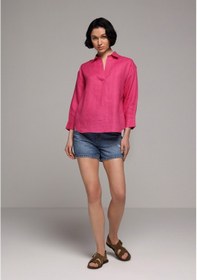 Resim Colin's Colins Fashion Fit Shirt Neck Düz Kadın Pembe ¾ Kol Gömlek Cl1081780 Q1.v1 Pfs Fuchsia 