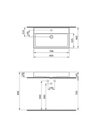 Resim Bocchi Milano Tezgah Üstü Lavabo 80 CM Parlak Siyah 1377-005-0126 