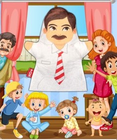 Resim Tox Baba Aile Bireyleri Keçe El Kukla T340 . Eğitici Oyuncak 