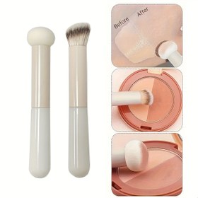 Resim 2'li Palm Fırça Concealer Makyaj Fırçaları - Seyahat Dostu Koku Yok Polyester Kıllı Fırçalar Tüm Cilt Tipleri için, ABS Plastik Sap - Akne İzleri, Siyah Noktalar, Burun Kontür, Göz Farı, Vurgulama, Fondöten Uygulaması için Çok Fonksiyonlu 