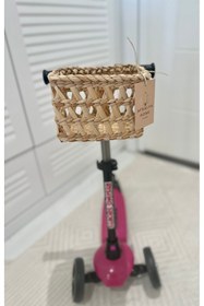 Resim AFRALYAHOME Bisiklet Ön Sepet Scooter Sepeti Bisiklet Sepeti Çok Amaçlı Deri Kulplu Sepet Globber scooter Sepet 