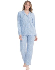 Resim U.S. Polo Assn. 17100 Kadın Mavi Uzun Kollu Boydan Patlı Pijama Takım-mavi-s Çok Renkli 