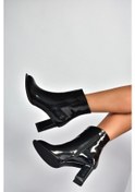Resim Fox Shoes V590166308 Siyah Rugan Kalın Topuklu Klasik Bot Siyah-Rugan 